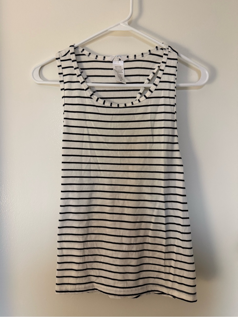Jockey Black & White Striped Racerback Tank Top Size S